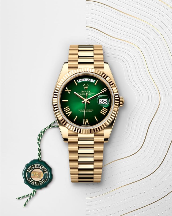 Rol.ex Oyster Perpetual Day Date Gold-Green 40 Battery