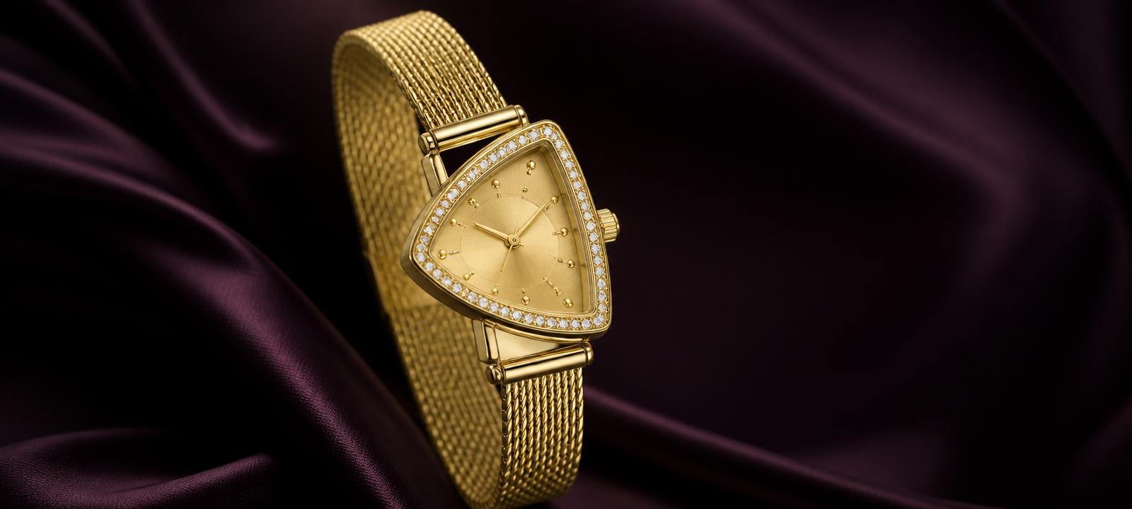 Gold GHADIBAZAR triangular watch