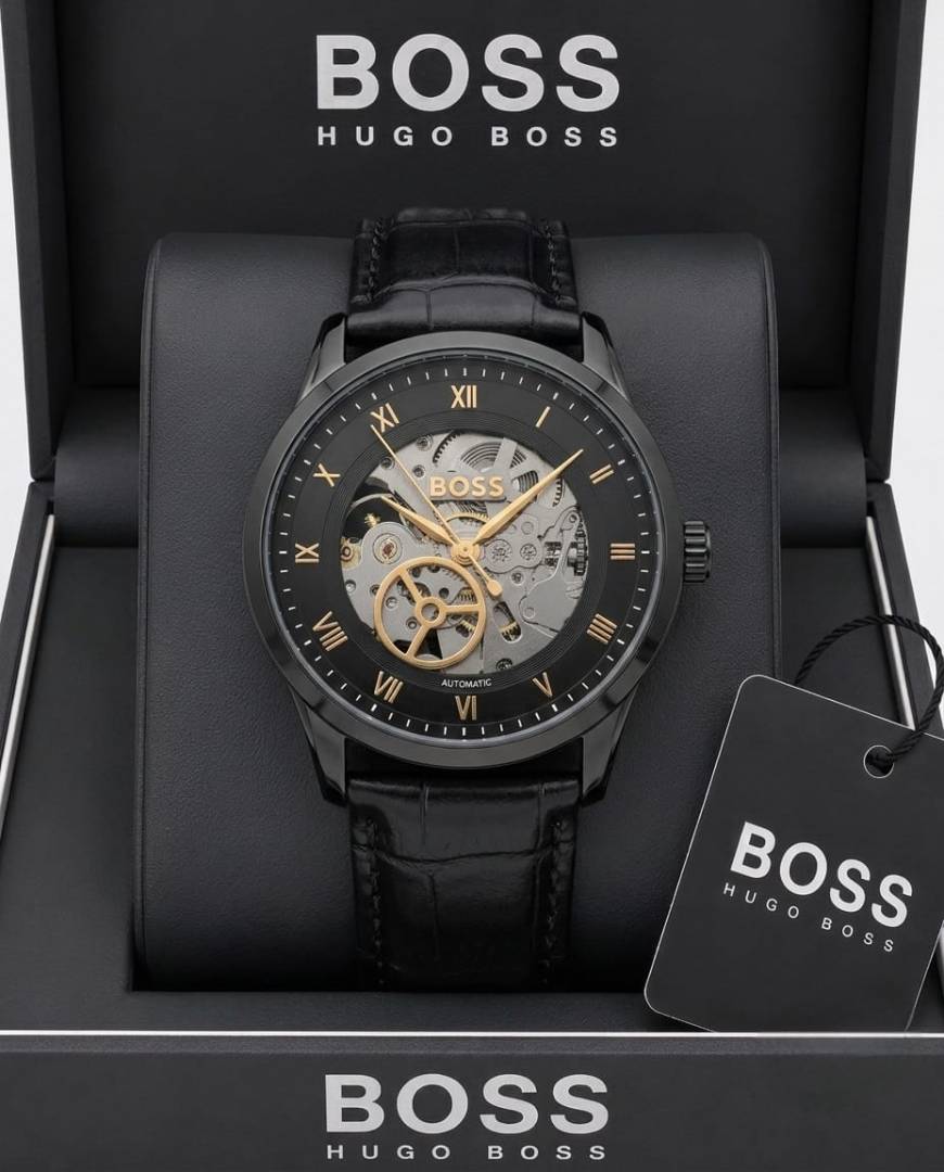 BO.SS Principle Skeleton Mens Automatic black and gold