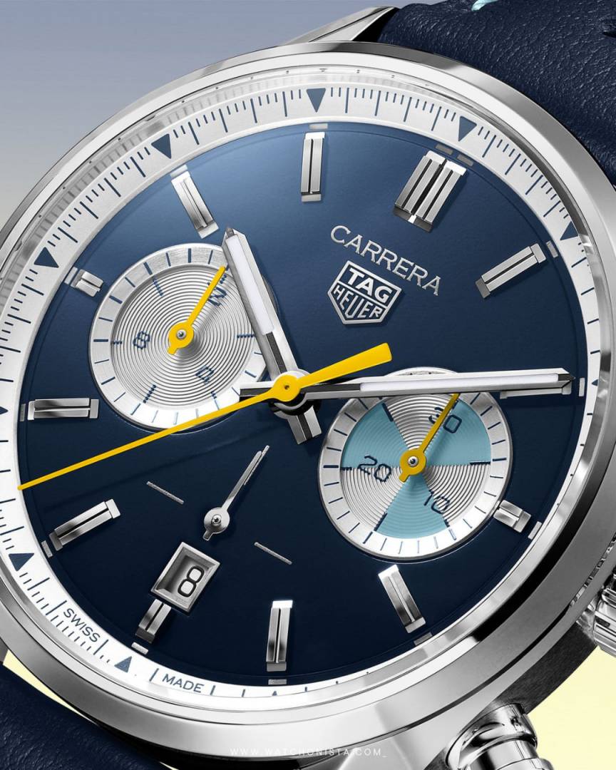 TAG Heuuer Carrera Chronograph blue brown and white